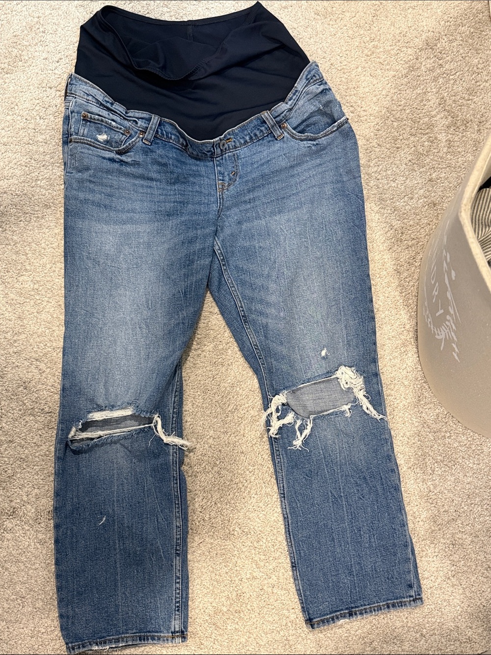 Abercrombie & Fitch Maternity Distressed Boyfriend Jeans in Blue